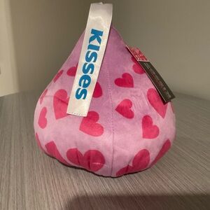 NEW Hershey Kisses 7 Inch Plush Pink With Dark Pink Hearts KISS Pillow